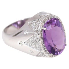 Bague moderne flocon de neige givré en or blanc avec améthyste et diamants, 2021
