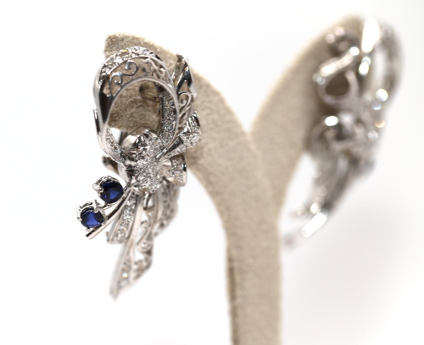 Donna Orecchini in platino con zaffiri e diamanti, 1930 in vendita