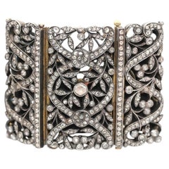 Buckle Rose-cut Diamonds Gold Silver Choker Bracelet, 1890