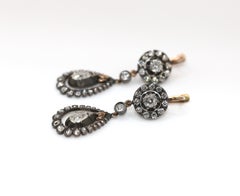 Victorian 3.5 Carat Diamond Earrings in Gold and Silver, circa 1880