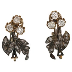 Antike Diamantohrringe aus Gold und Silber, 1,74 Karat, um 1900