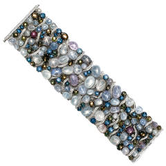 Important Natural Star Sapphire Diamond Gold Bracelet