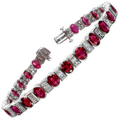 Gem Unheated Burma Ruby Diamond Platinum Bracelet