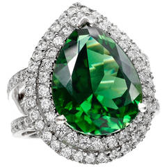 9.17 carat Chrome Tourmaline Diamond Platinum Ring