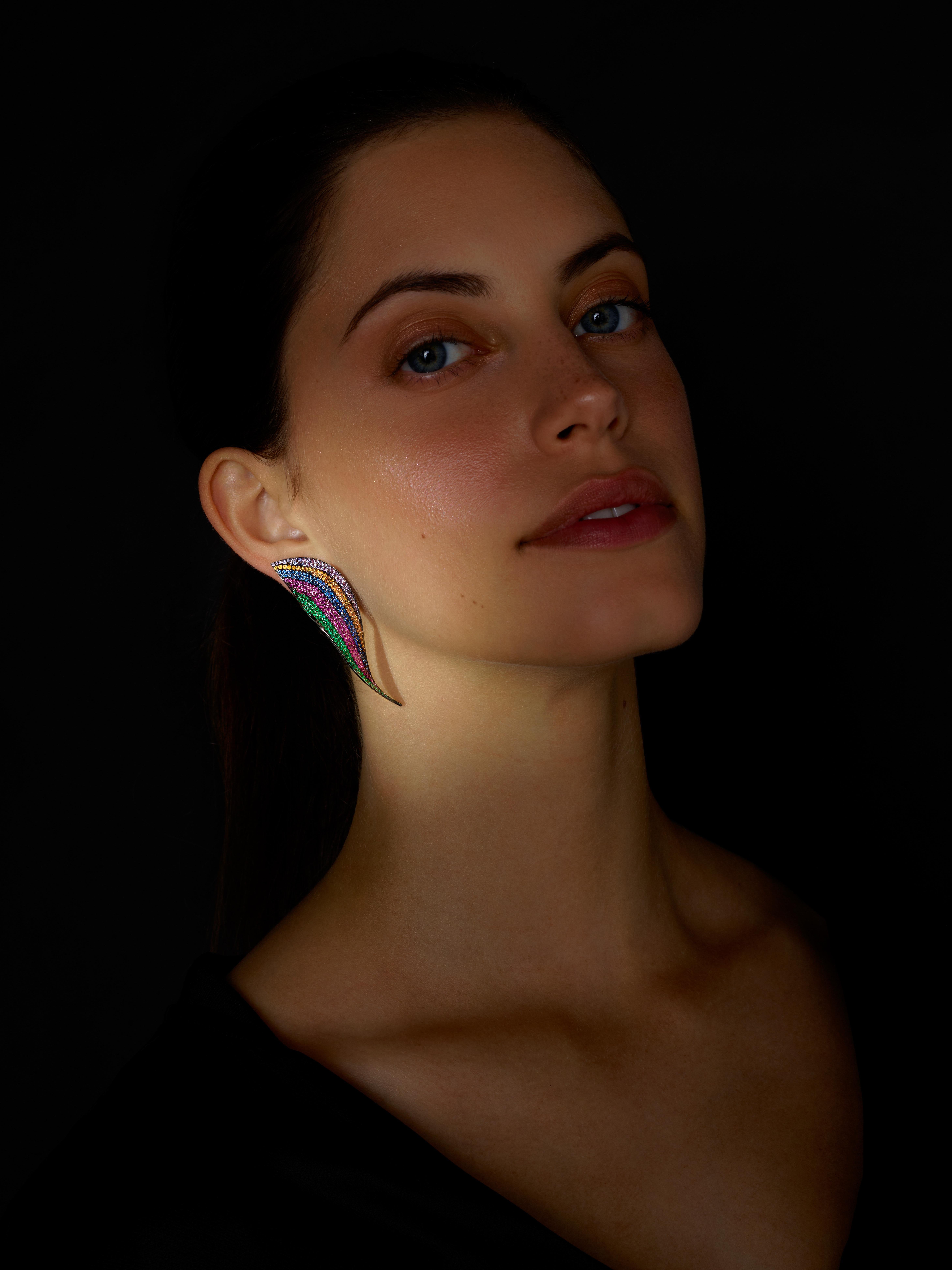 multi color stone chandelier earrings
