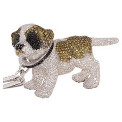 Rosior by Manuel Rosas "Dog" Pendant Necklace set in White Gold with Diamonds