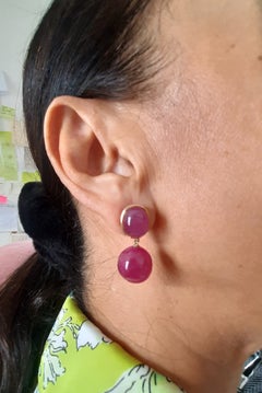 Natural Ruby Oval Cabochons 14 Karat Gold Bezel Top Ruby Round Cabochon Earrings