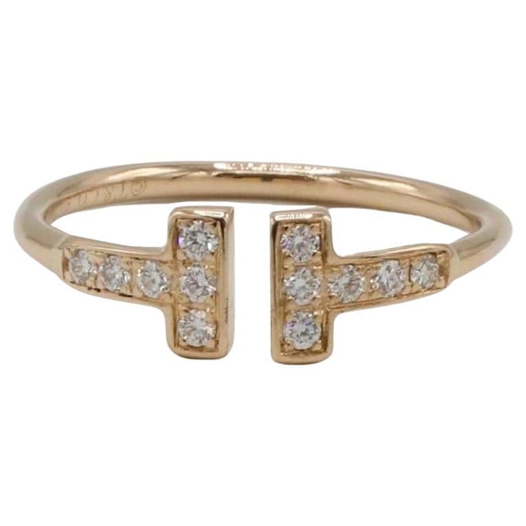 Tiffany & Co. Tiffany T. Wire 18 Karat Rose Gold Natürlicher Diamantring im Angebot