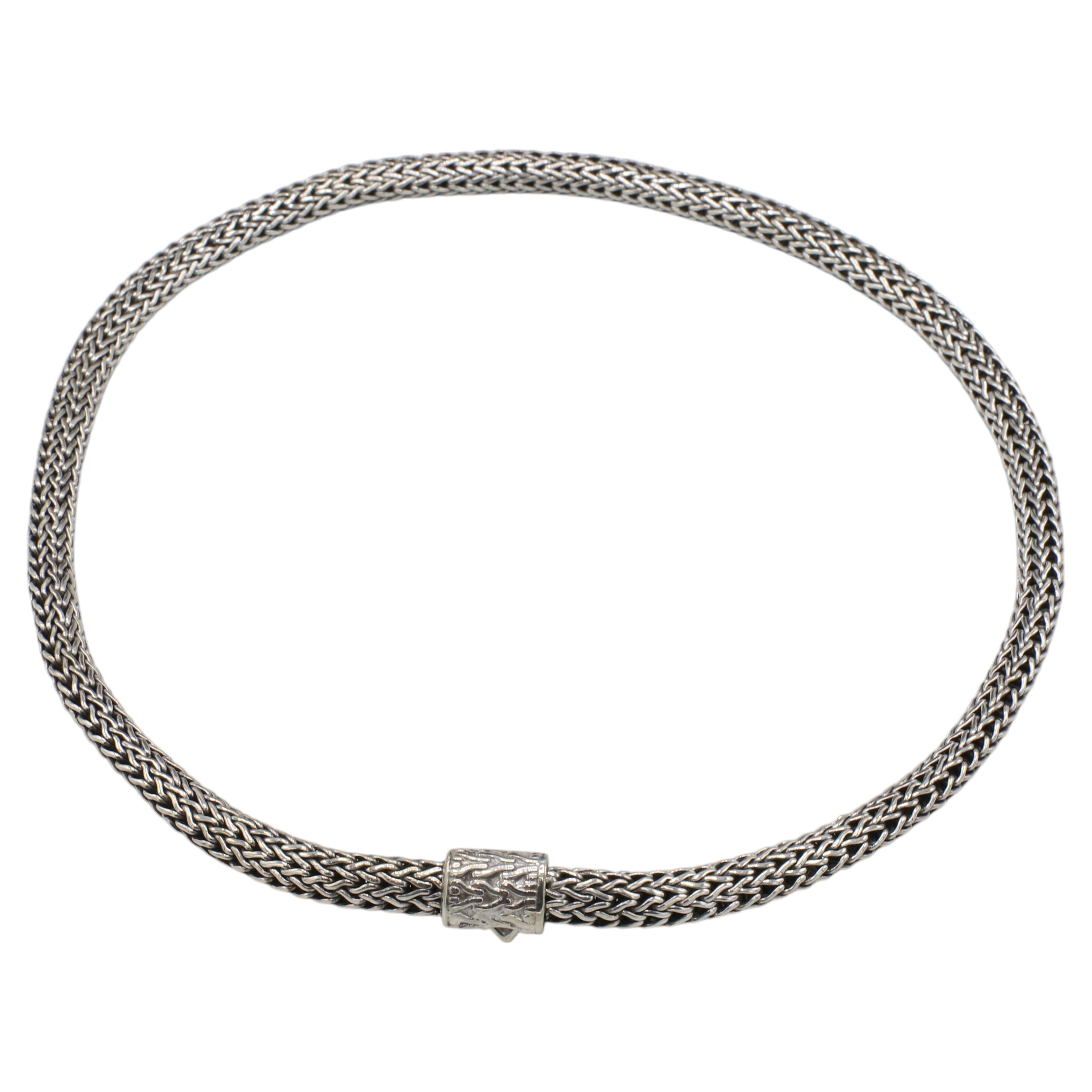 John Hardy Sterling Silver Icon Woven Mesh Wheat Chain Necklace 6MM