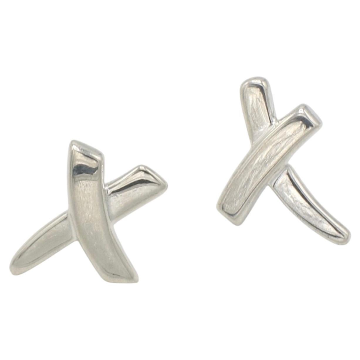 Tiffany & Co. Orecchini a bottone "Grafiti Kiss X Love" in argento sterling di Paloma Picasso
