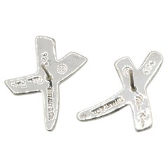 Tiffany & Co. Paloma Picasso Sterling Silver Grafiti Kiss X Love Stud Earrings