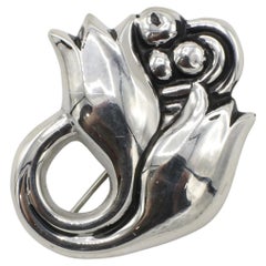 Georg Jensen Denmark Sterling Silver Tulip Flower Pin Brooch