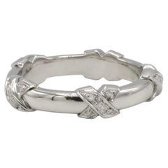 Tiffany & Co. Signature Cross X Ring 18 Karat White Gold with Diamonds
