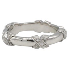 Tiffany & Co. Signature Cross X Ring 18 Karat White Gold with Diamonds