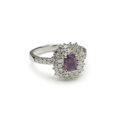 Anello con zaffiro naturale del Kashmir viola-rosa da 0,81 carati, certificato GIA, non trattato termicamente
