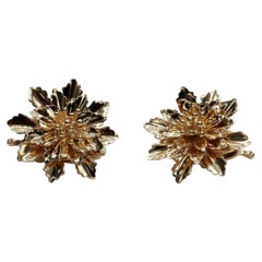 Tiffany & Co. Georg Schuler 14K Yellow Gold Flower Clip On Lever-Back Earrings