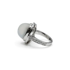 Platinum 18.37 Carat Natural Moonstone & Diamond Cocktail Ring