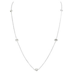Collana Roberto Coin con maglie a catena “Five Station” in oro bianco 18 carati con diamanti