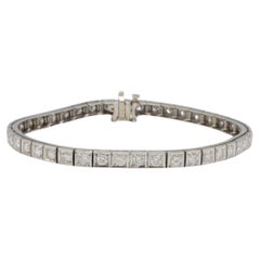 Pulsera tipo «tennis» de oro blanco de 14 quilates con diamantes redondos naturales de 3,35 quilates