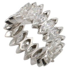 Alianza de boda «Eternity» de Platinum Natural con diamantes en forma de marquesa de 4,00 quilates, de tamaño gradual