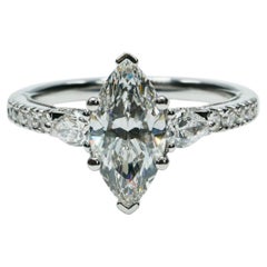 GIA Certified 1.53 Carat F VS1 Natural Marquise Shaped Diamond Engagement Ring