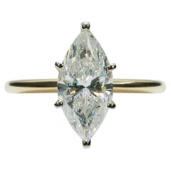 GIA Certified 3.60 Carat I I2 Naturural Marquise Shaped Diamond Engagement Ring