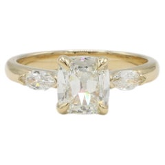 GIA Certified 1.53 Carat J SI2 Antique Cushion Natural Diamond Engagement Ring