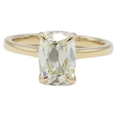 GIA Certified 2.01 Carat Antique Elongated Old Mine Cut Natural Diamond Ring