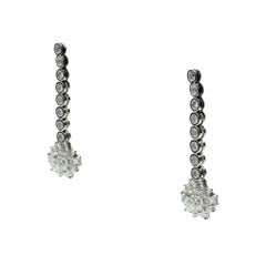 18 Karat White Gold 3.50 Carat Natural Diamond Dangle Drop Earrings