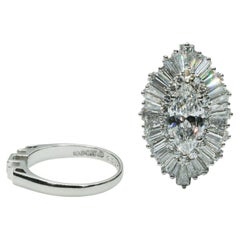 GIA Certified 2.11 Carat Marquise Natural Diamond Halo Ring Pendant Ring Dancer