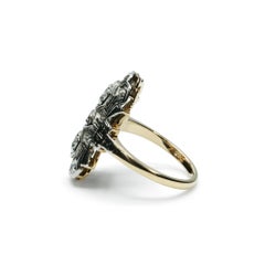 Art Deco 14K Navette Natural Old European Cut Diamond Filigree Cocktail Ring