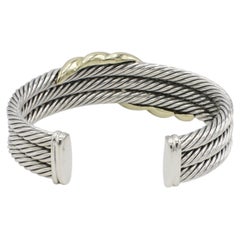 David Yurman Armreif aus Sterlingsilber und Gold mit dreireihigem Kettenmuster