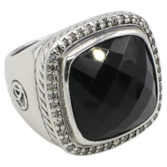 David Yurman Albion Sterling Silver Black Onyx & Diamond Cocktail Ring