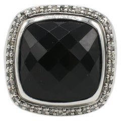 David Yurman Albion Sterling Silver Black Onyx & Diamond Cocktail Ring