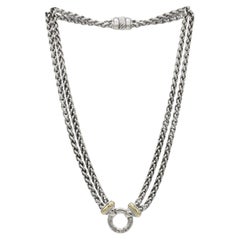 David Yurman Sterling Silver & Gold Double Wheat Chain Necklace