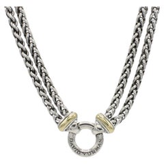 David Yurman Halskette aus Sterlingsilber und Gold mit doppelter Weizenkette