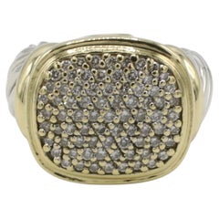 David Yurman Noblesse Sterling Silver & Gold Pave Diamond Dome Cocktail Ring