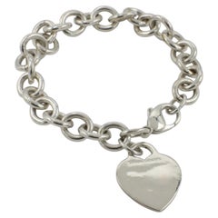 Tiffany & Co. Sterling Silver Heart Tag Chain Link Charm Bracelet