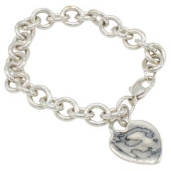 Tiffany & Co. Sterling Silver Heart Tag Chain Link Charm Bracelet