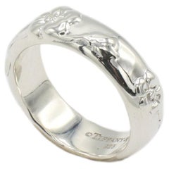 Tiffany & Co. Sterling Silver Flower Rose Band Ring