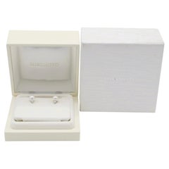 Mikimoto Akoya Cultured Pearl & Natural Diamond 18 Karat White Gold Stud Earring