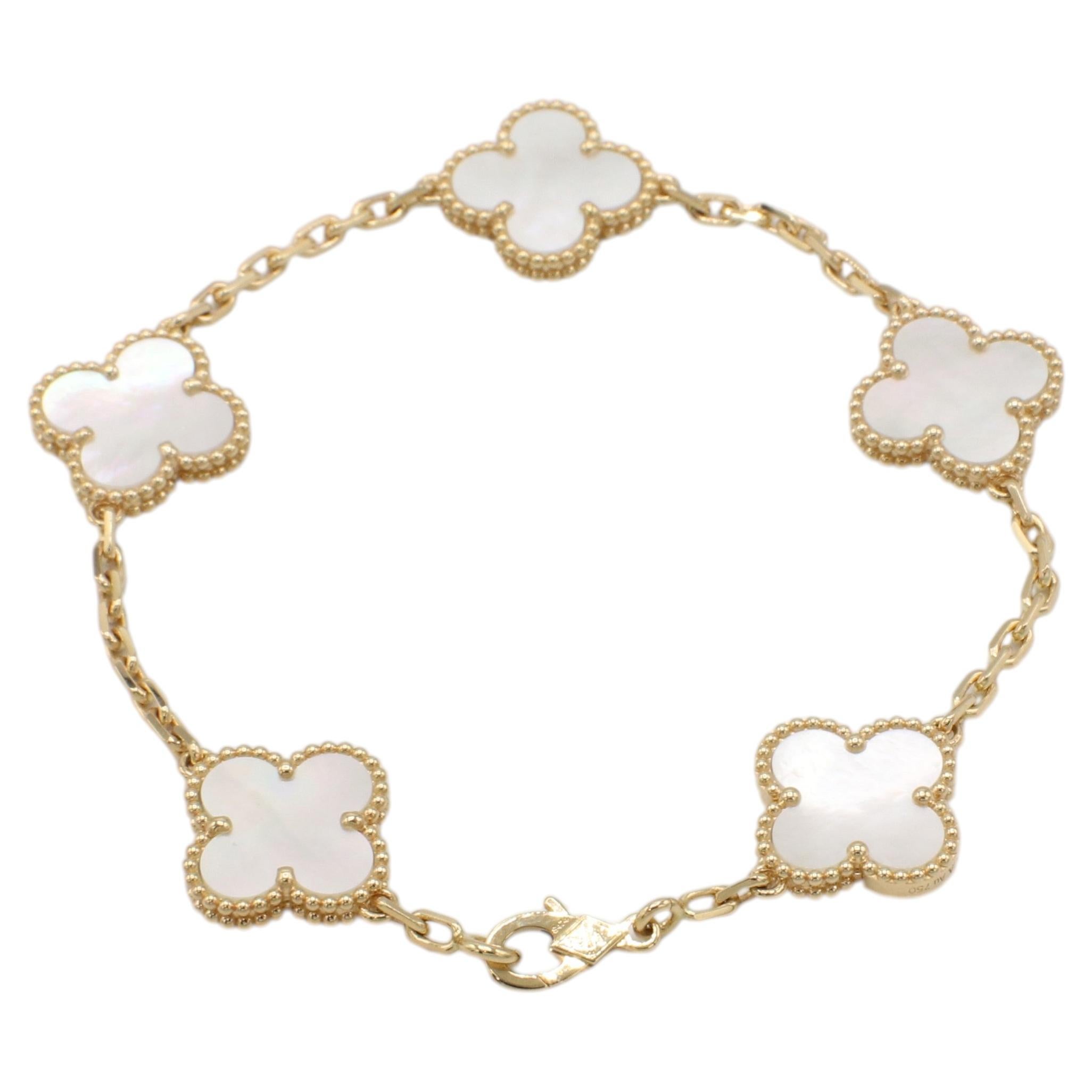 Van Cleef & Arpels VCA Vintage Alhambra 5-Motif Mother-of-Pearl Bracelet