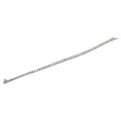 14 Karat White Gold 5.75 Carat Natural Round Diamond Tennis Line Bracelet