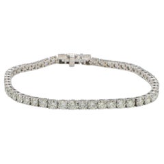 14 Karat White Gold 5.75 Carat Natural Round Diamond Tennis Line Bracelet