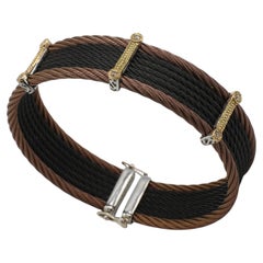 Philippe Charriol Celtique Cable Steel Bronze & Black 18K Gold Cuff Bracelet