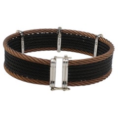 Philippe Charriol Celtique Cable Steel Bronze & Black 18K Gold Cuff Bracelet