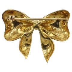 Tiffany & Co. 18 Karat Yellow Gold Satin Ribbon Bow Pin Brooch Italy