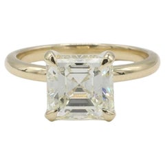GIA Certified 2.93 Carat L VVS2 Asscher Square Emerald Cut Natural Diamond Ring