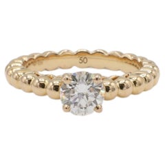 Van Cleef & Arpels VCA Perlée Solitaire 0.72 Carat D IF Natural Diamond Ring