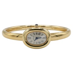 Cartier Baingoire 1920 18 Karat Yellow Gold Watch Bracelet Size 17 Box & Papers